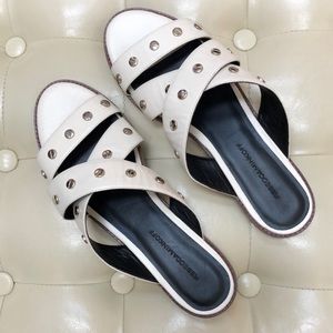 Rebecca Minkoff leather sandal with silver rivets, 9.5